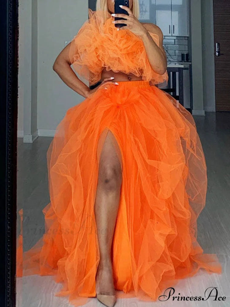 High Waisted Graceful Skinny Ripped Jeans Orange / One Size