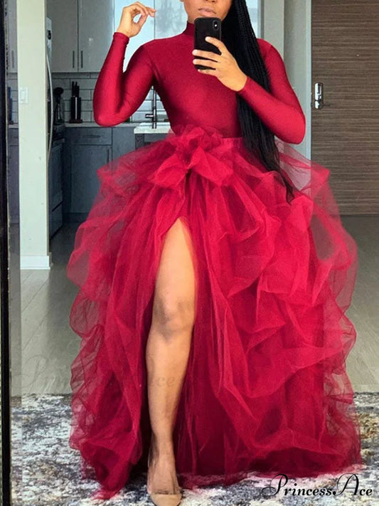 High Waisted Graceful Skinny Ripped Jeans Red / One Size