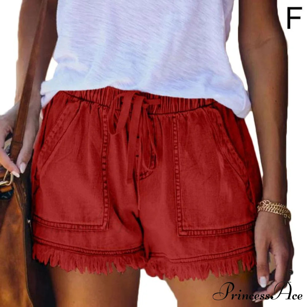 High Waisted Large Size XXL Short Red / XS