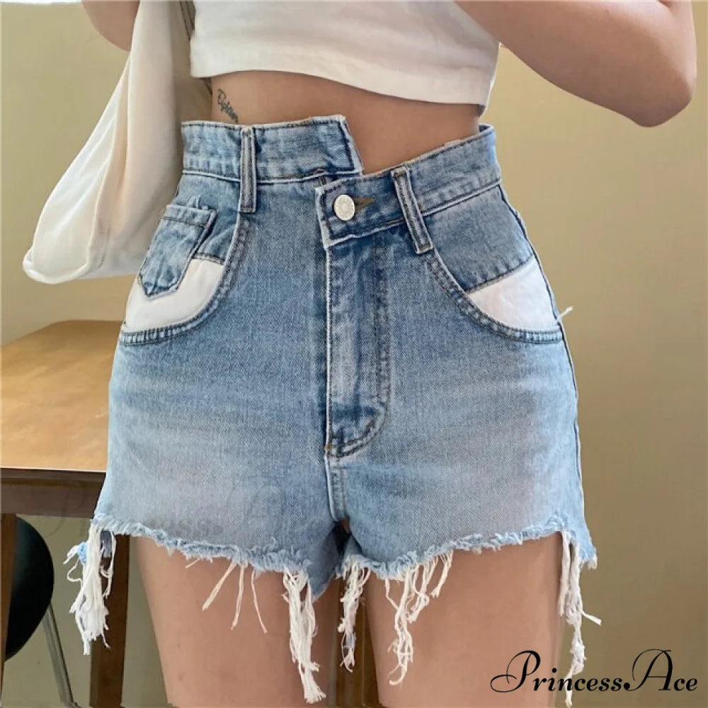 High Wiast Streetwear Sexy Shorts blue / S