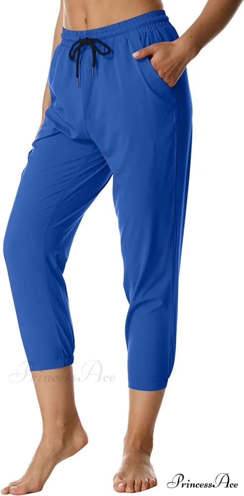 Hiking Capris Pants Outdoor Quick Dry Cargo Cropped Pants Capri-royal Blue / Small
