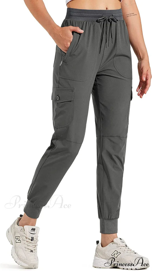 Hiking Cargo Joggers Pants Lightweight Quick Dry Capris Golf Pants 01-pants-dark Grey / Large