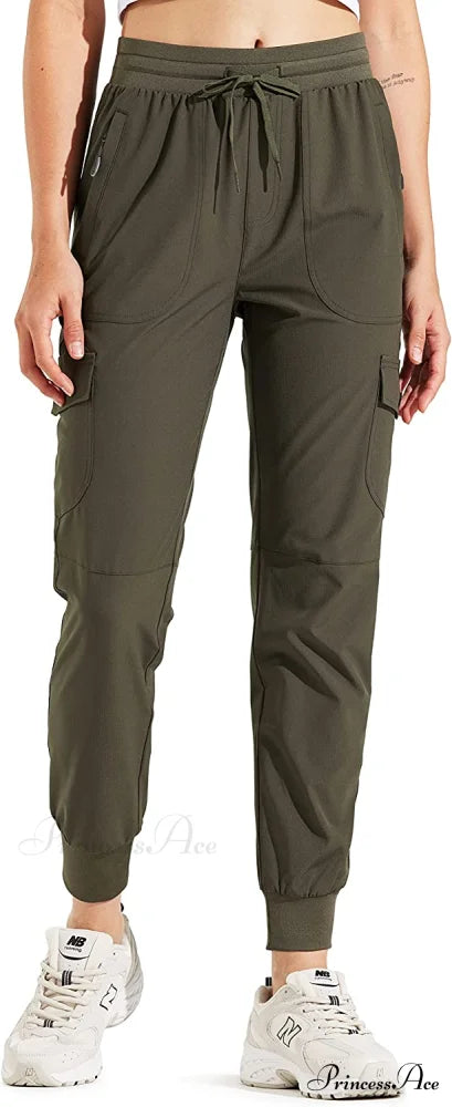 Hiking Cargo Joggers Pants Lightweight Quick Dry Capris Golf Pants 01-pants-olive Green / Large