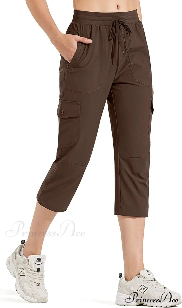 Hiking Cargo Joggers Pants Lightweight Quick Dry Capris Golf Pants 02-capri Pants-brown / 3X-Large