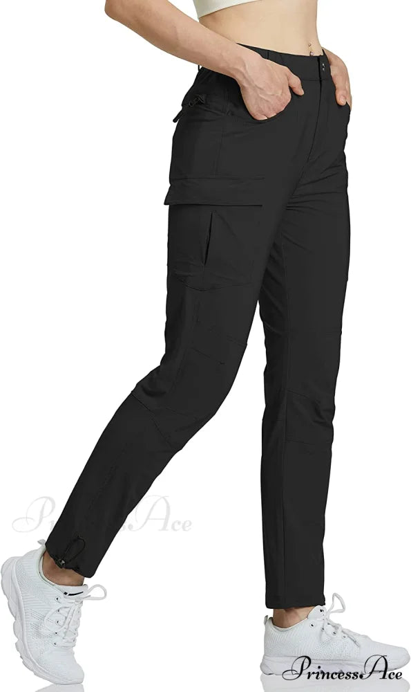 Hiking Cargo Pants Quick Dry Outdoor Camping Capris Long-black / Large