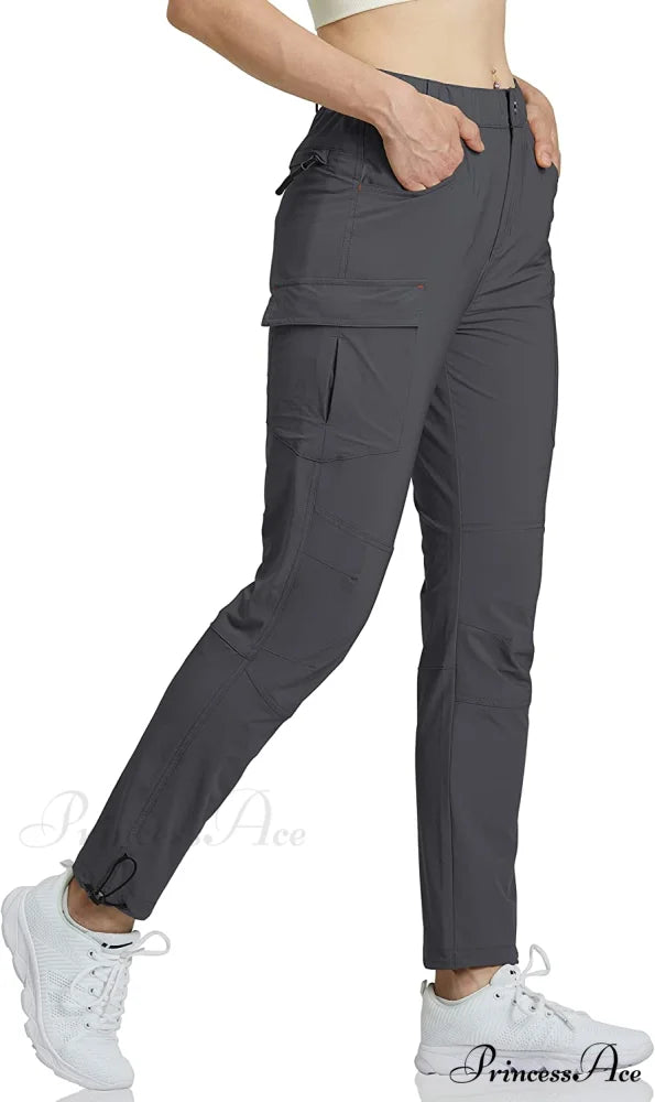 Hiking Cargo Pants Quick Dry Outdoor Camping Capris Long-grey / Large