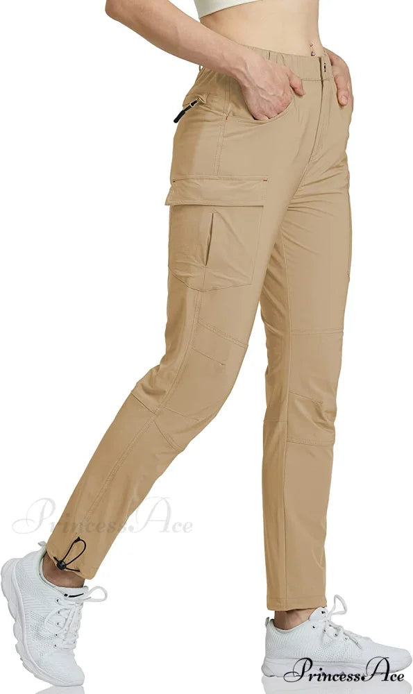 Hiking Cargo Pants Quick Dry Outdoor Camping Capris Long-khaki / Large