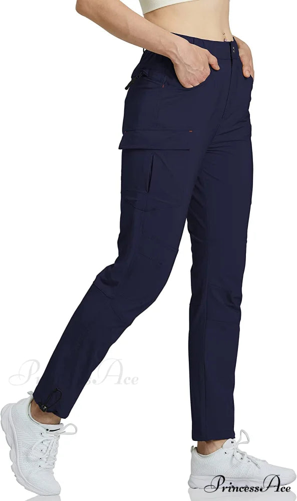 Hiking Cargo Pants Quick Dry Outdoor Camping Capris Long-navy / Large