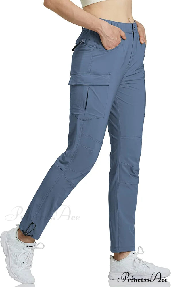 Hiking Cargo Pants Quick Dry Outdoor Camping Capris Long-stone Blue / Large