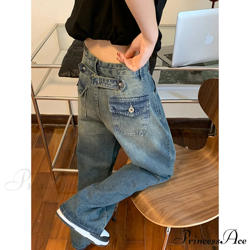 Hip Hop Baggy Wide Leg Jeans Blue / S