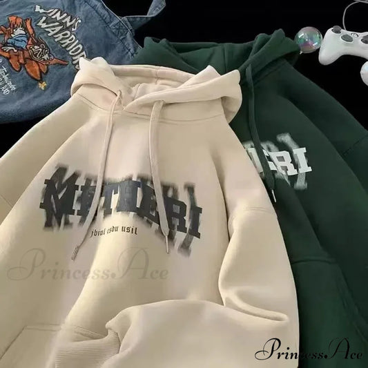 Hip Hop Correspondence Print Cotton Fleece Hoodie hoodies-241228