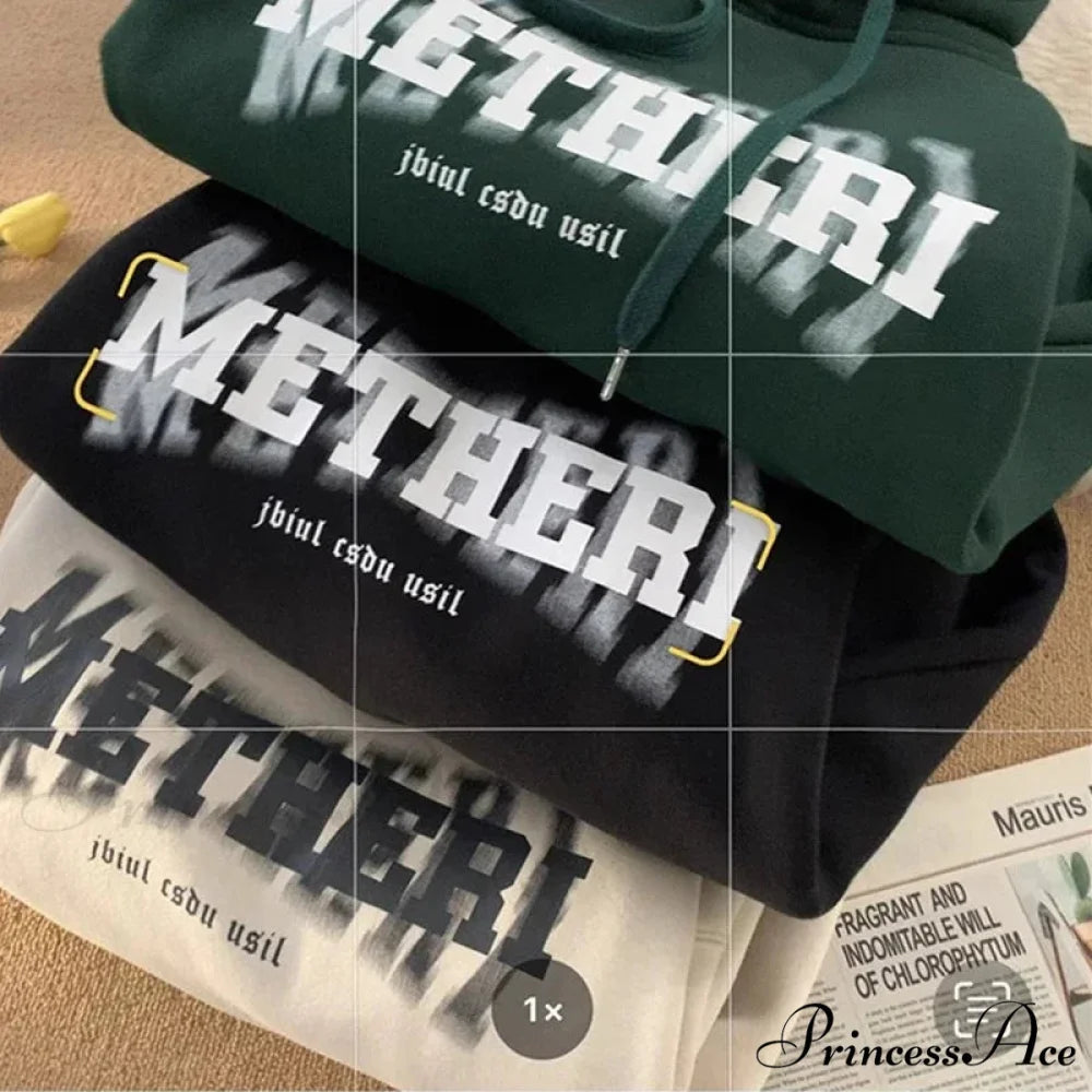 Hip Hop Correspondence Print Cotton Fleece Hoodie hoodies-241228