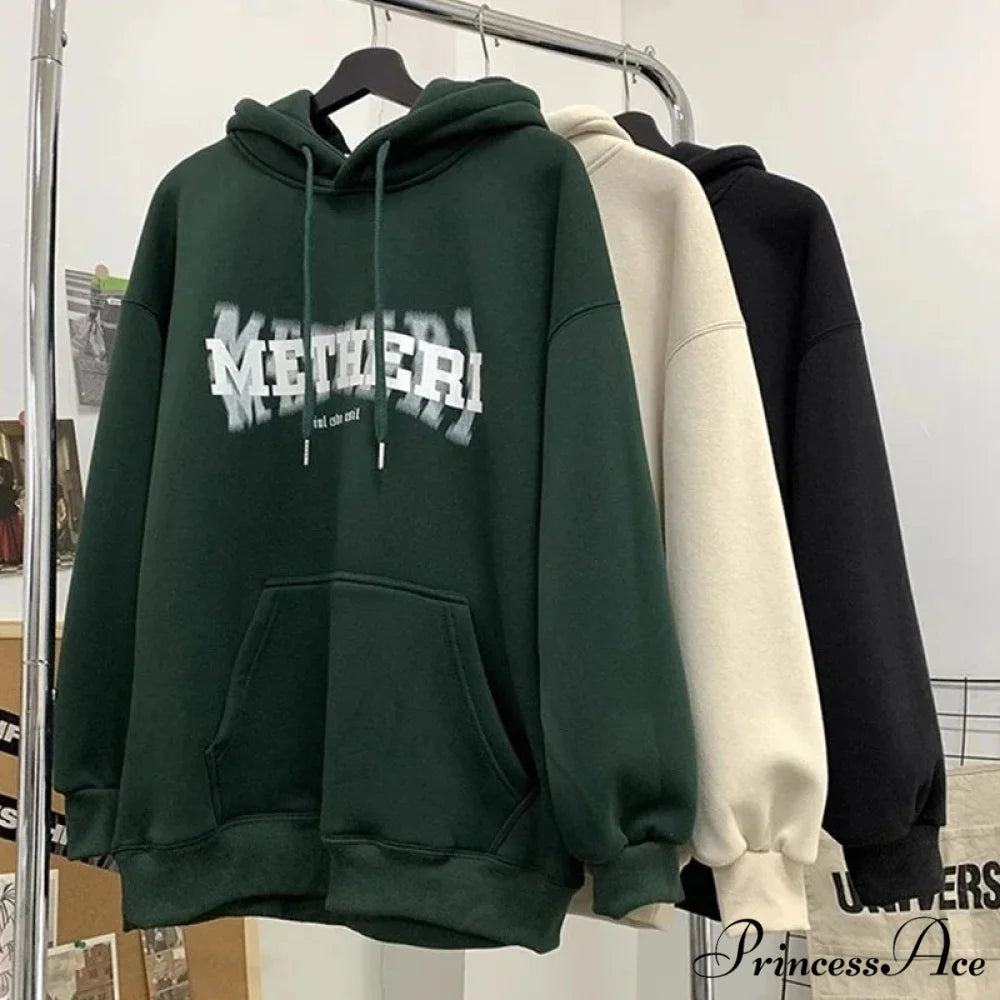 Hip Hop Correspondence Print Cotton Fleece Hoodie hoodies-241228