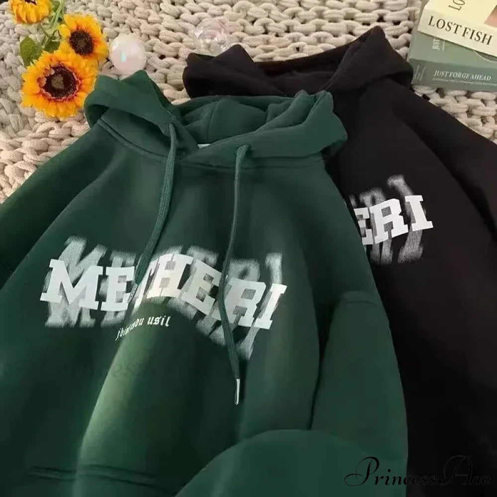 Hip Hop Correspondence Print Cotton Fleece Hoodie hoodies-241228