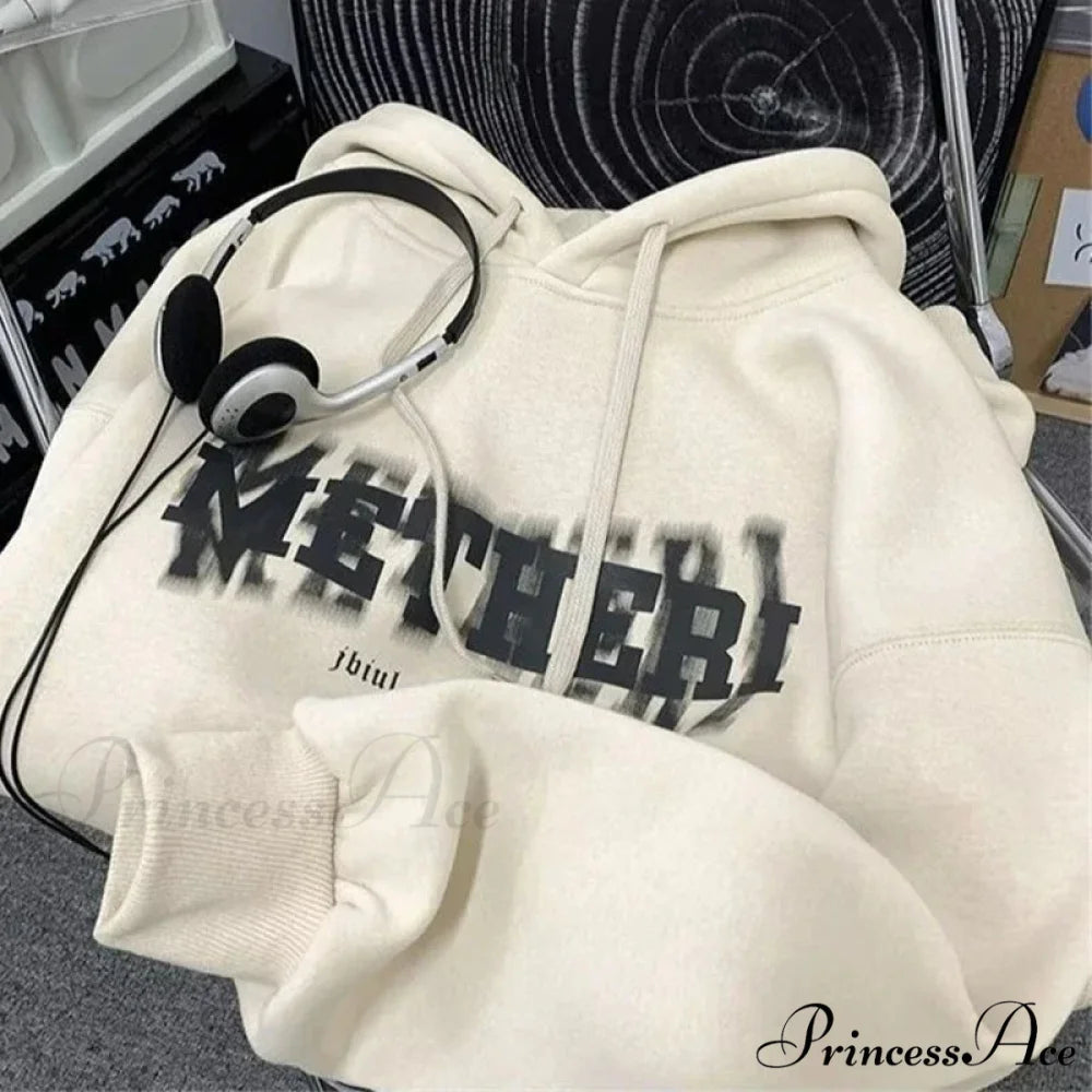Hip Hop Correspondence Print Cotton Fleece Hoodie hoodies-241228