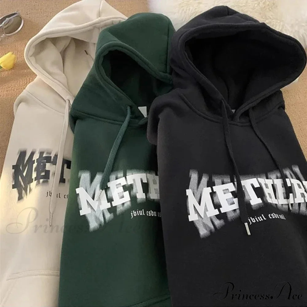 Hip Hop Correspondence Print Cotton Fleece Hoodie hoodies-241228
