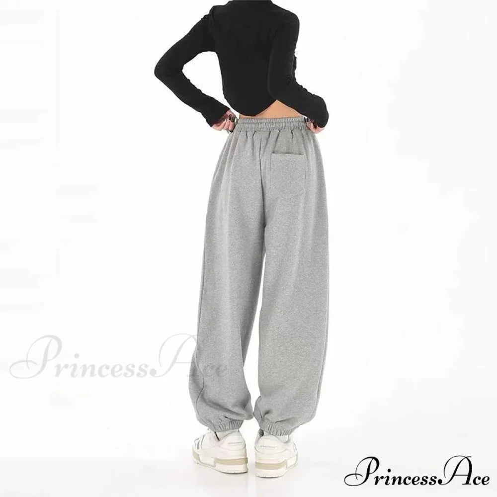 Hip Hop Message Drawstring Running Trousers pants-241228