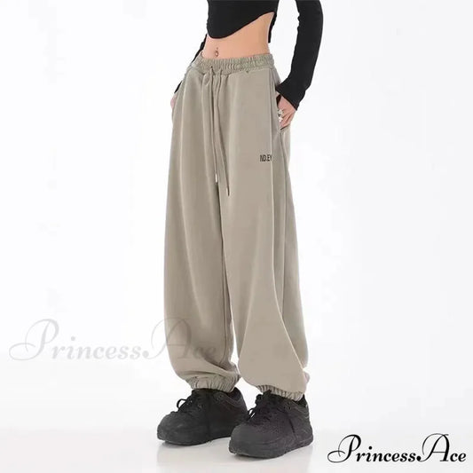 Hip Hop Message Drawstring Running Trousers pants-241228