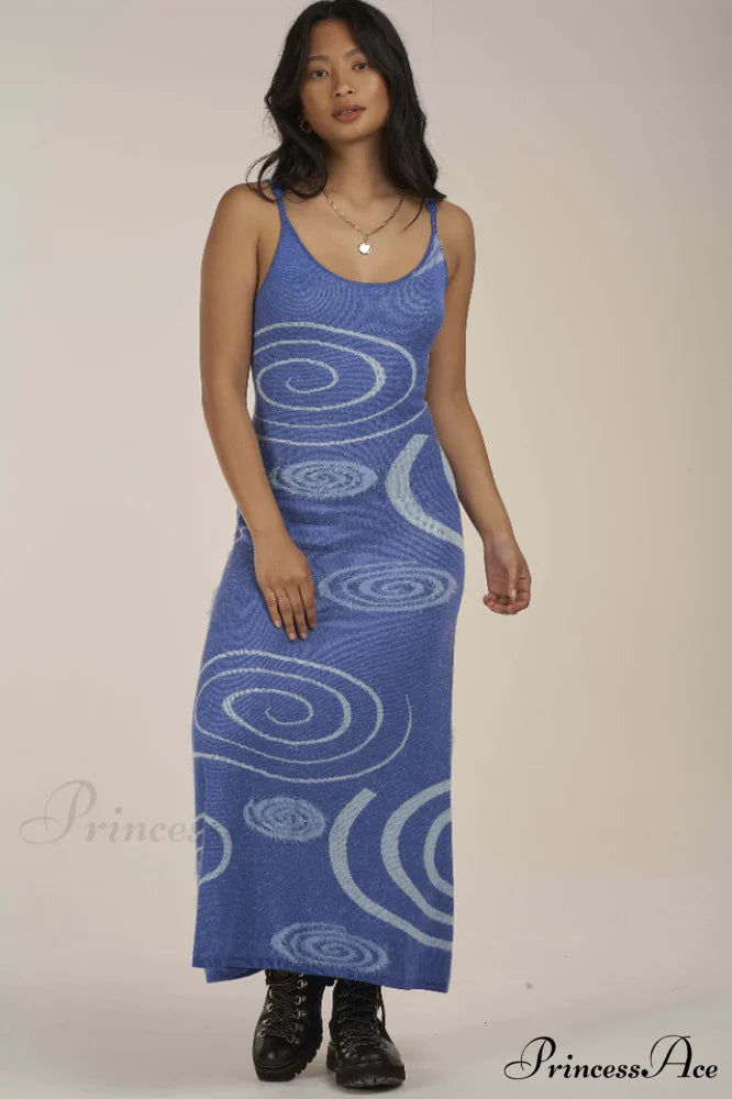 Hockney Elegant Midi Dress S / Blue