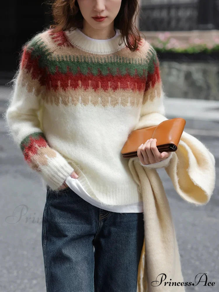 Holiday Crimson Bulky Vintage Lethargic Breeze Pullover swraters-241228