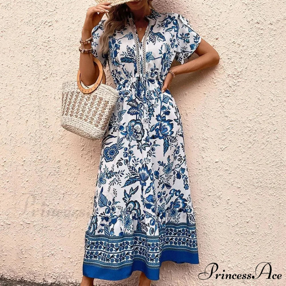 Holiday Style Flower Pattern Dress oldfloraldress-250126