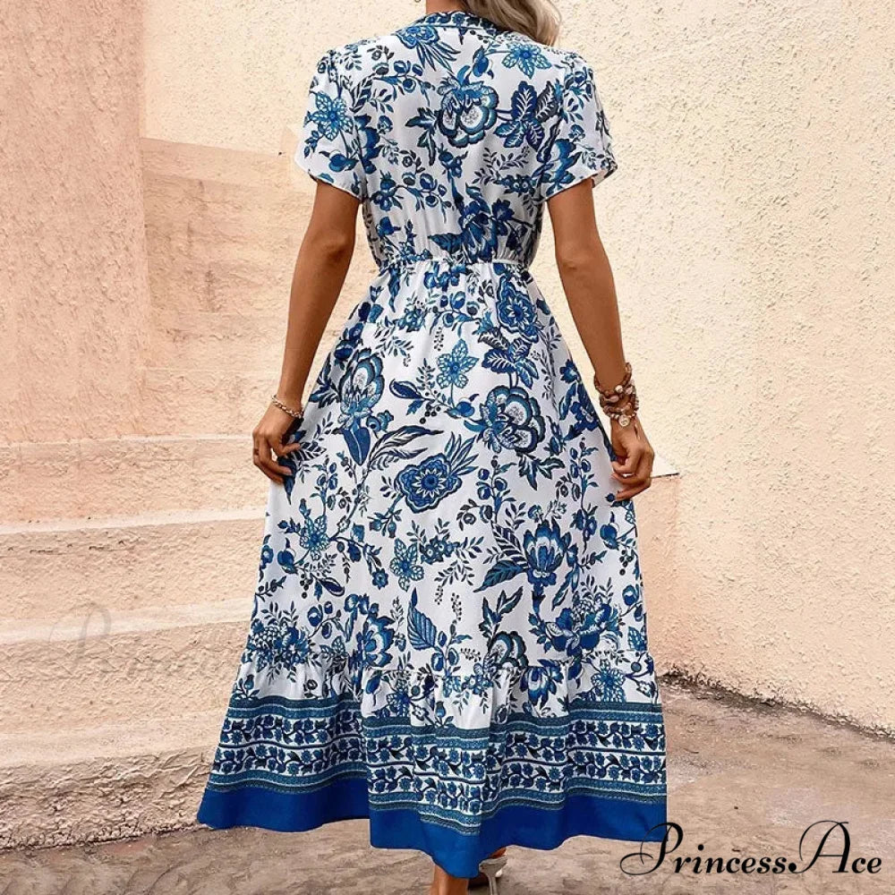 Holiday Style Flower Pattern Dress oldfloraldress-250126
