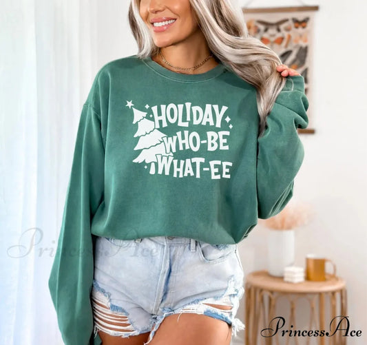 Holiday Who-be What-ee Cute Cotton Tree Hot Sale Girl Christmas Hoodie Green / S Christmas Hoodies-L