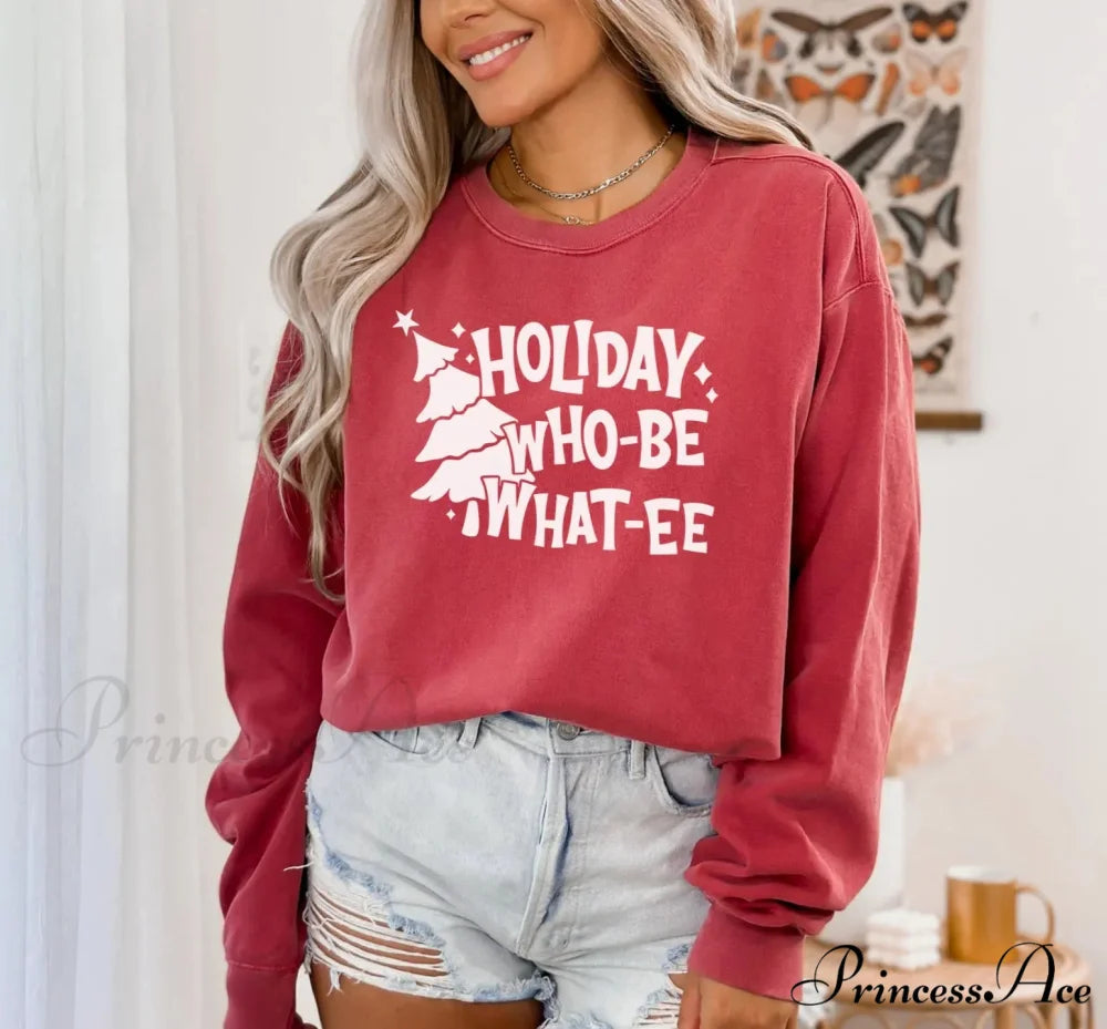 Holiday Who-be What-ee Cute Cotton Tree Hot Sale Girl Christmas Hoodie Red / S Christmas Hoodies-L