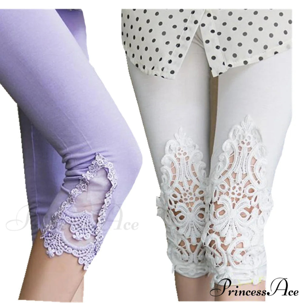 Hollow Lace Stretch Leggings
