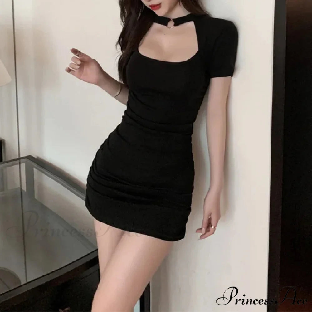Hollow Out Bodycon Mini Split Evening Female Casual Elegant Cut Out Dress