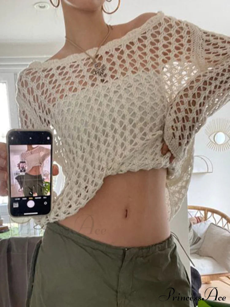 Hollow Out Crochet Trendy Knitted Crop Top