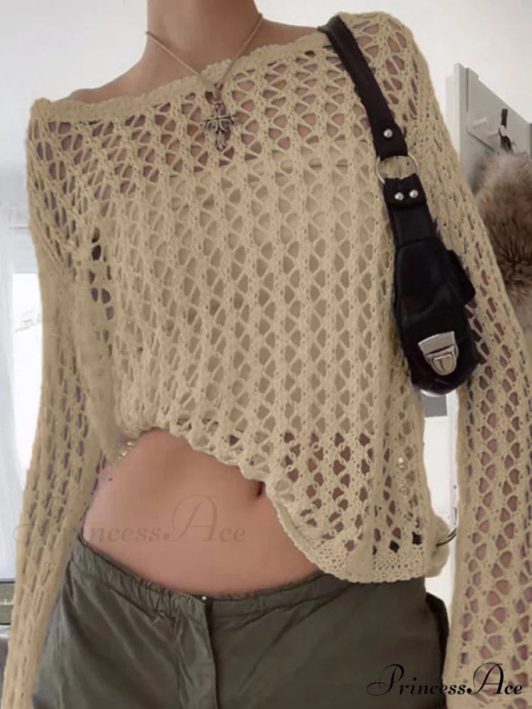 Hollow Out Crochet Trendy Knitted Crop Top