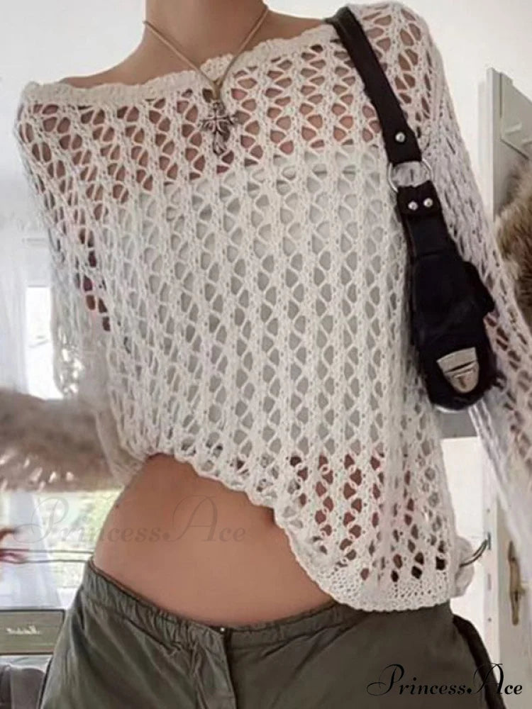 Hollow Out Crochet Trendy Knitted Crop Top