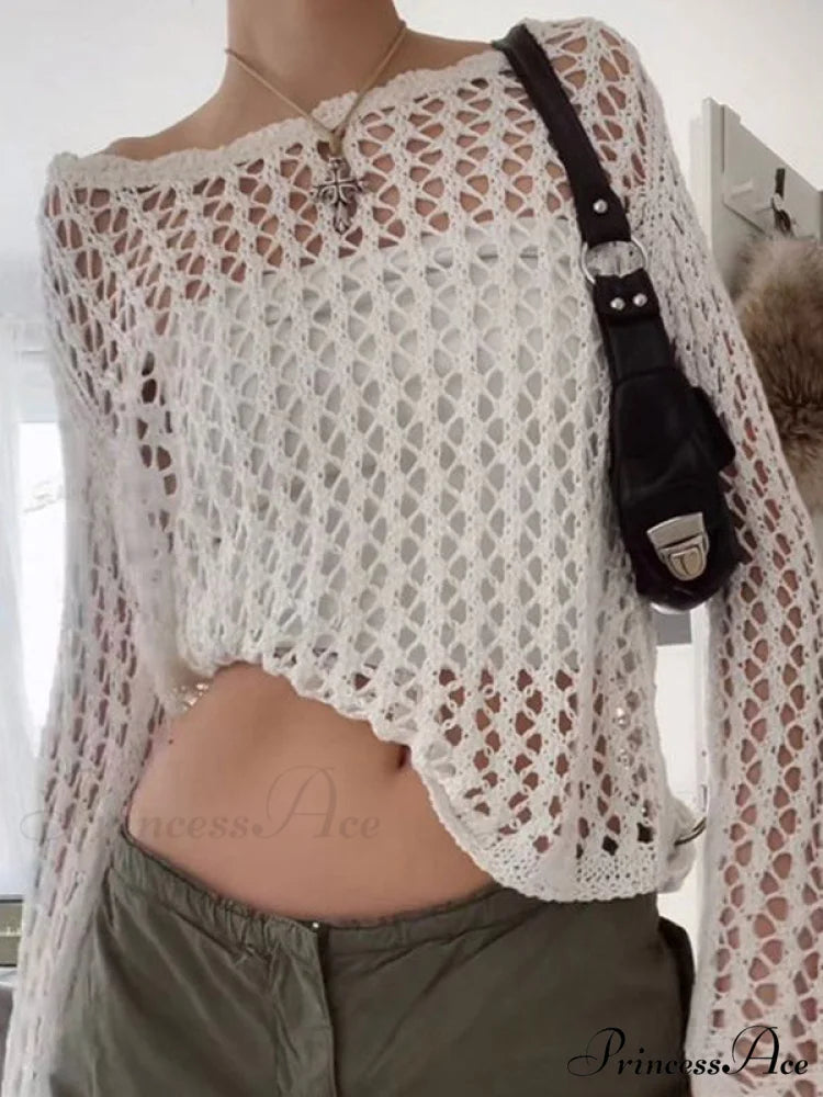 Hollow Out Crochet Trendy Knitted Crop Top