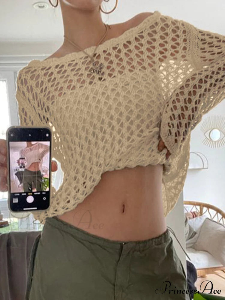 Hollow Out Crochet Trendy Knitted Crop Top