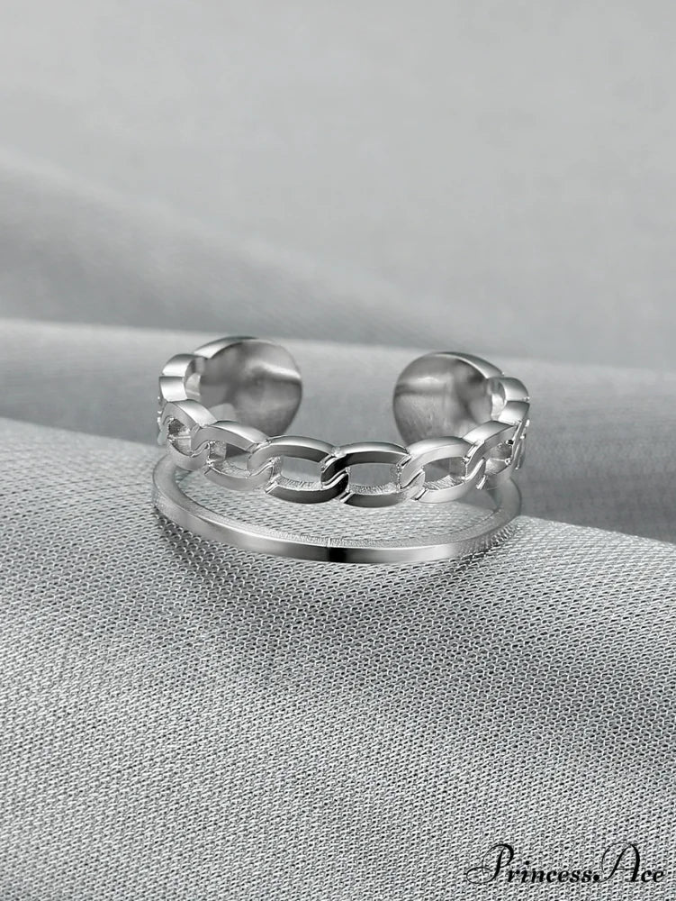 Hollow Out Cuff Ring Silver / one-size