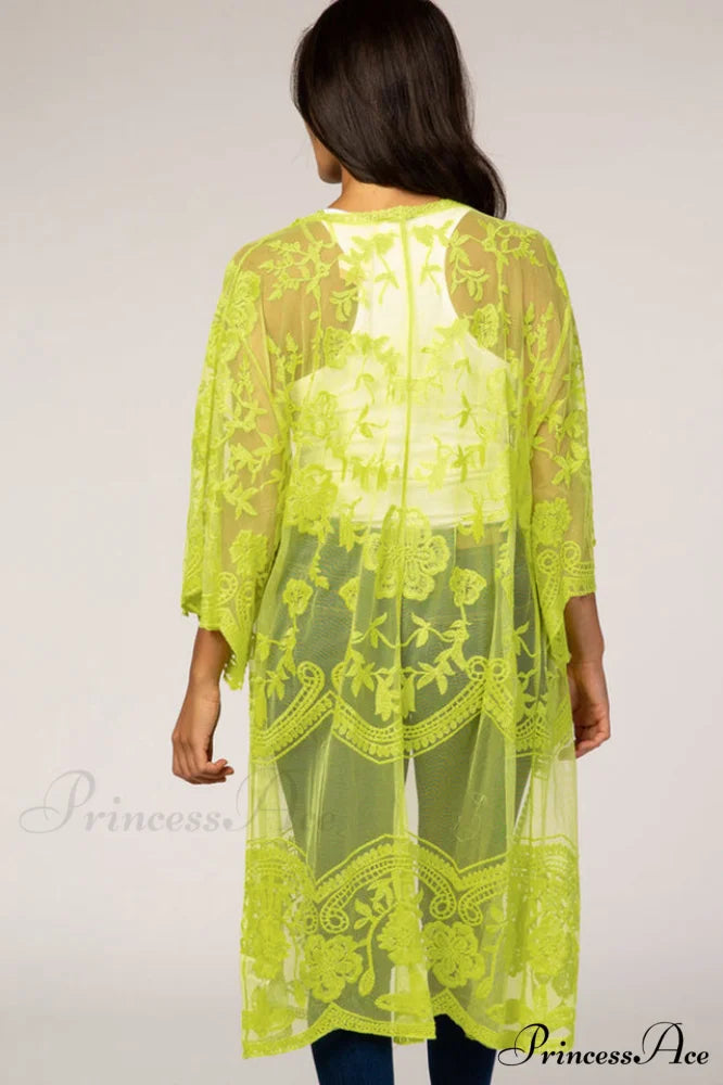 Hollow Out Lace Charming Kimono Cover Up