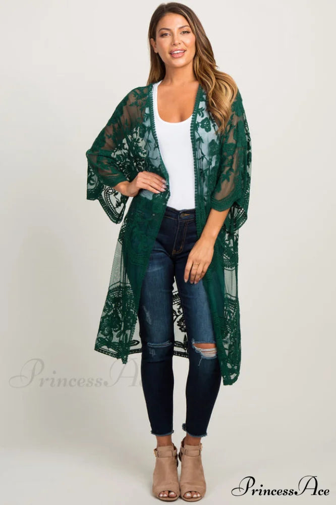 Hollow Out Lace Charming Kimono Cover Up
