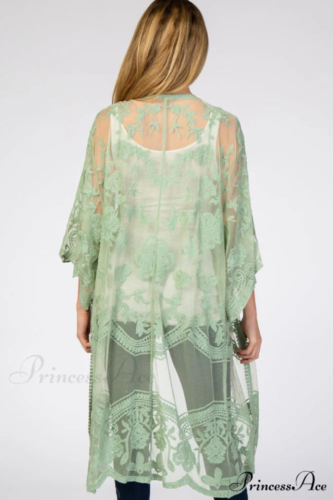 Hollow Out Lace Charming Kimono Cover Up