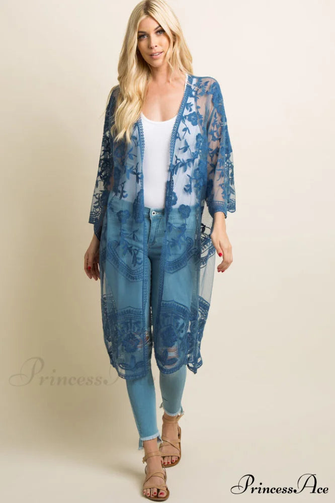 Hollow Out Lace Charming Kimono Cover Up