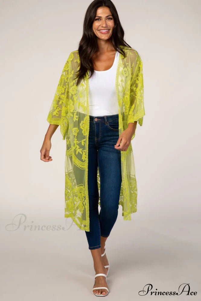 Hollow Out Lace Charming Kimono Cover Up