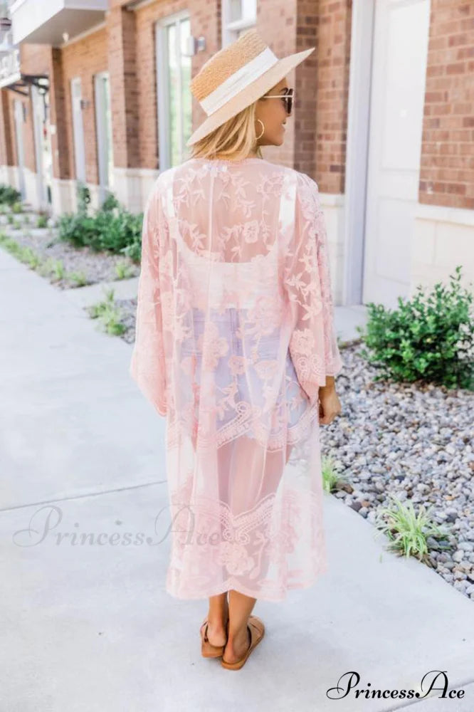 Hollow Out Lace Charming Kimono Cover Up
