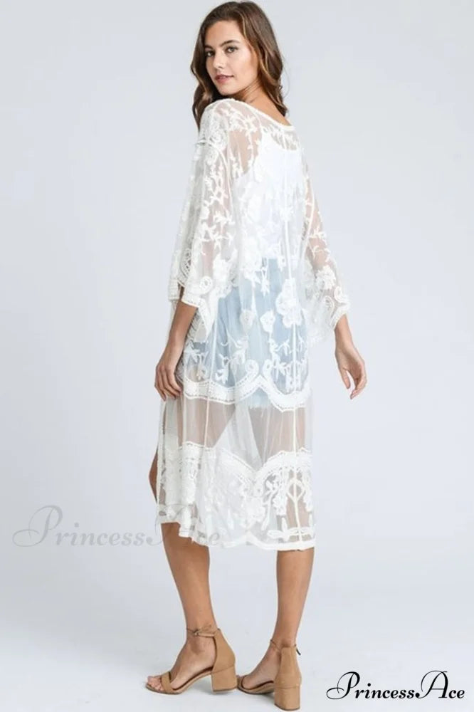 Hollow Out Lace Charming Kimono Cover Up