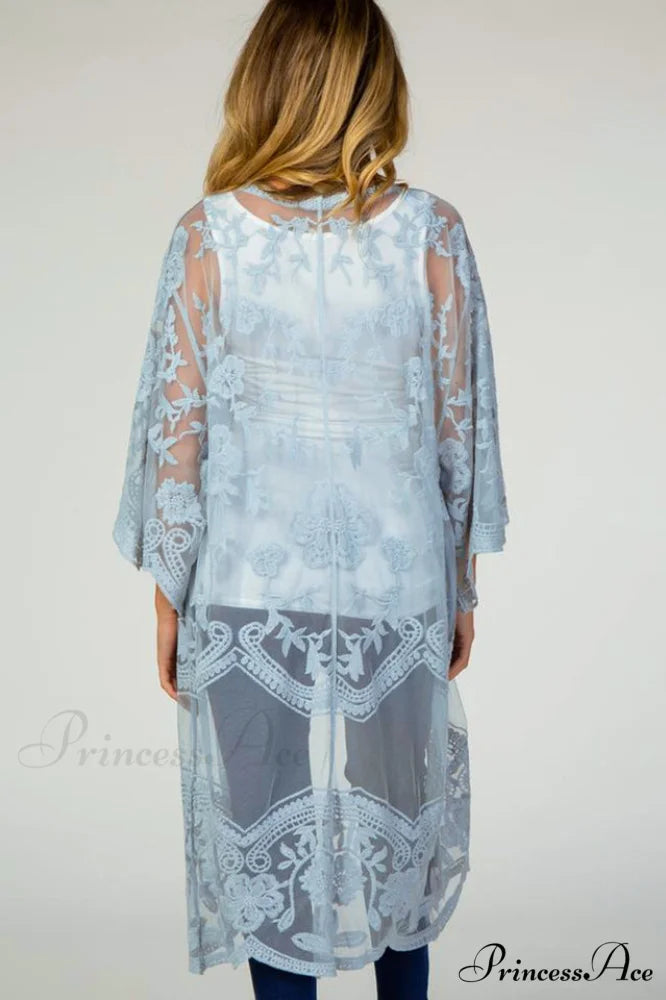 Hollow Out Lace Charming Kimono Cover Up