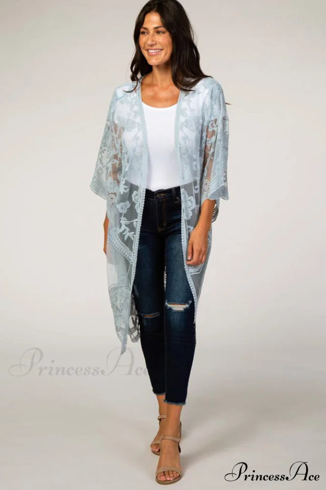 Hollow Out Lace Charming Kimono Cover Up