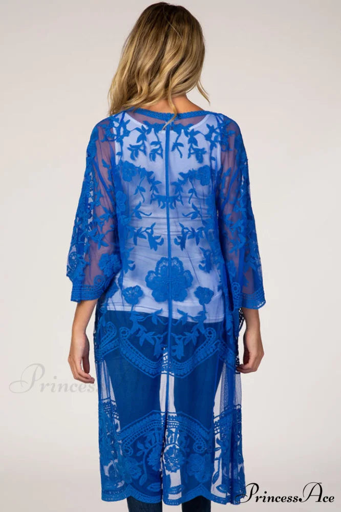 Hollow Out Lace Charming Kimono Cover Up
