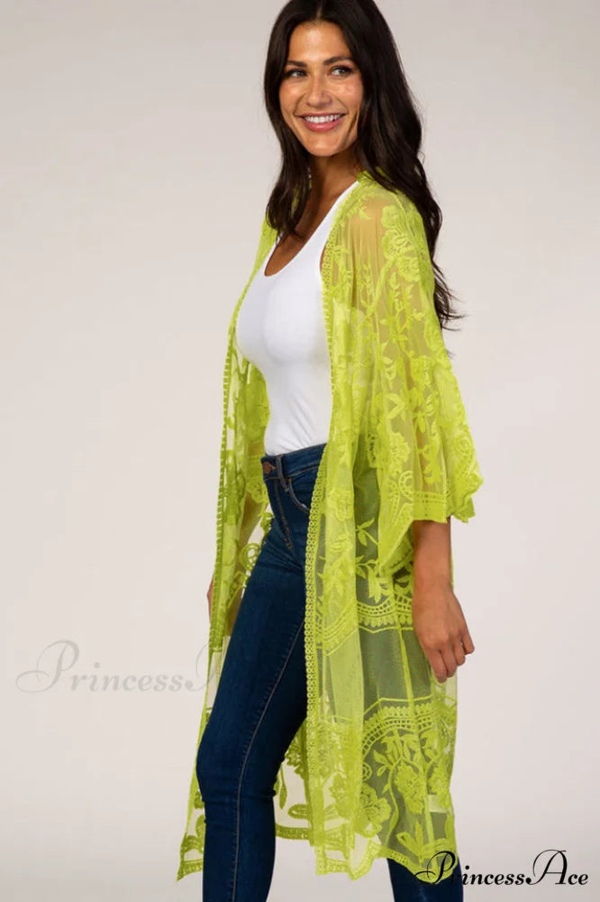 Hollow Out Lace Charming Kimono Cover Up