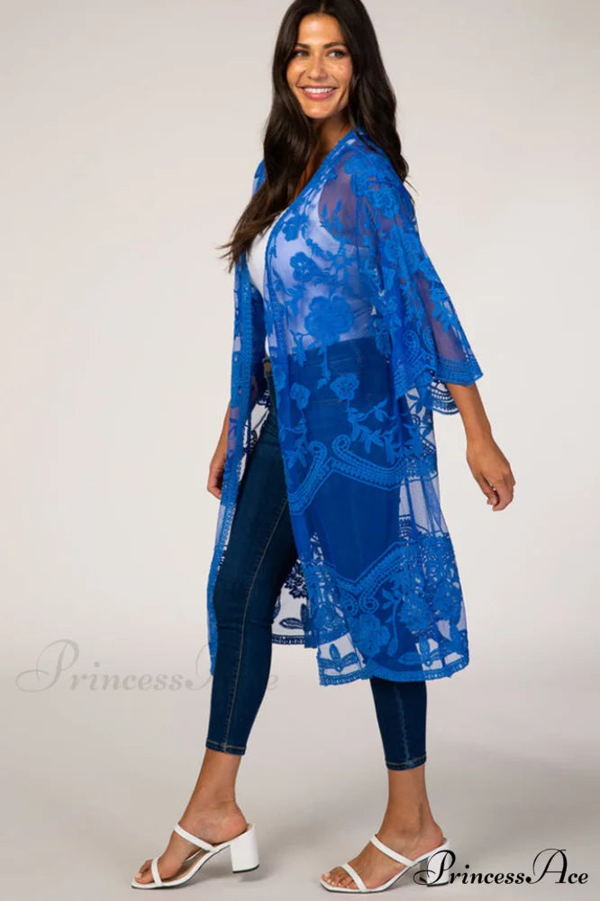 Hollow Out Lace Charming Kimono Cover Up