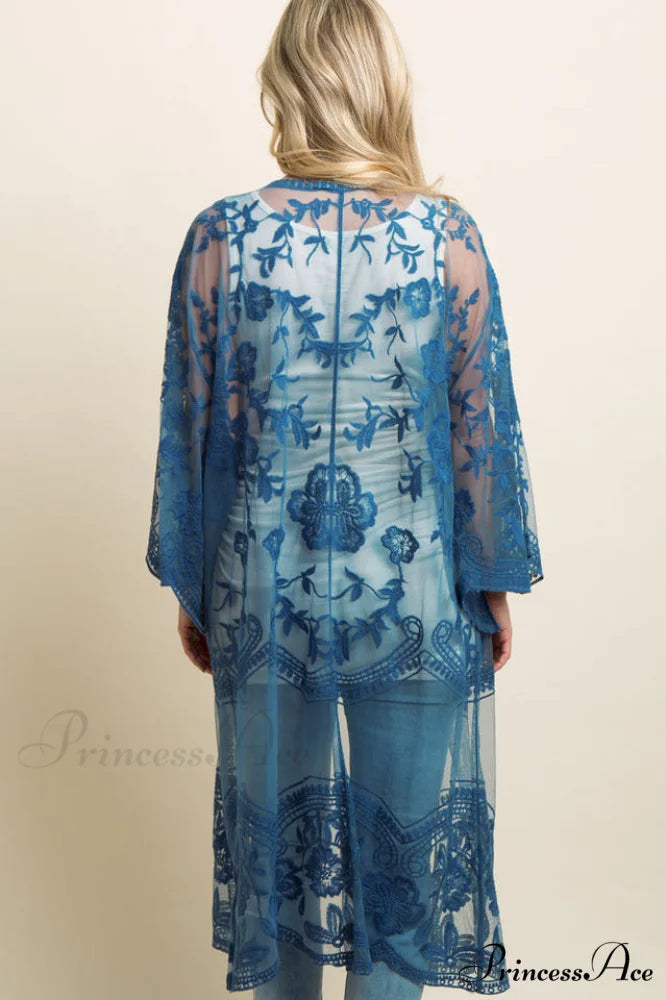 Hollow Out Lace Charming Kimono Cover Up