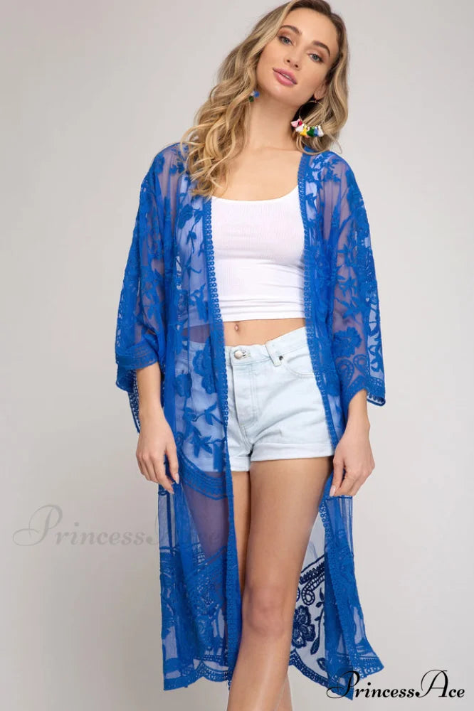 Hollow Out Lace Charming Kimono Cover Up Free Size / 10#